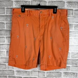 Polo by Ralph Lauren Orange Martini Embroidered Flat Front Shorts